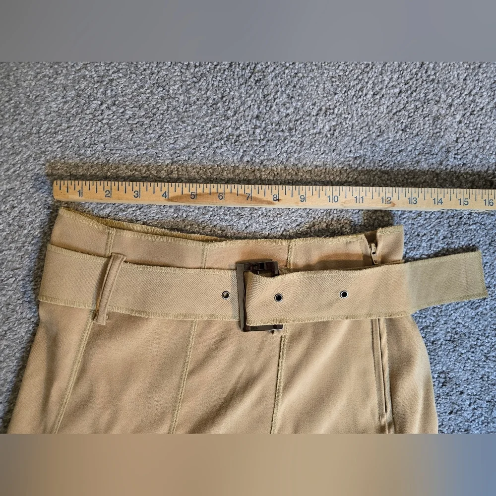 Midi hi-lo Lightweight Faux Suede  Women's Skirt with Belt Boho Coastal Grandma - Picture 3 of 5